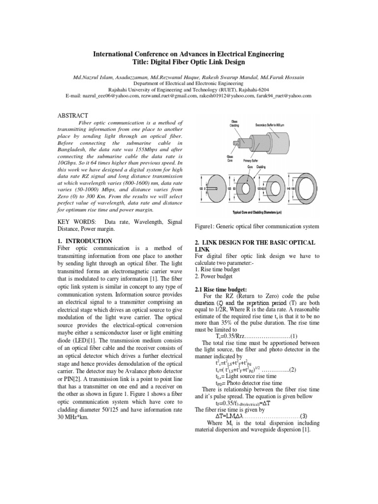 Digital Fiber Optic Link Design Download Free PDF Dispersion