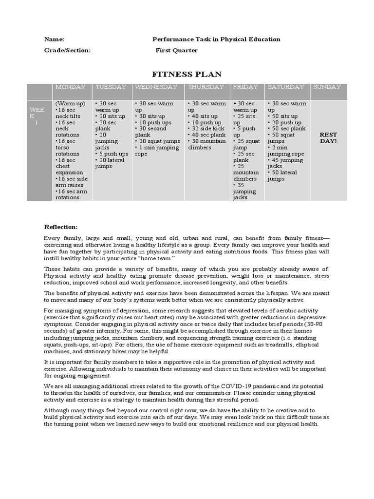 Family Fitness Plan PDF Strength Training Physical Exercise