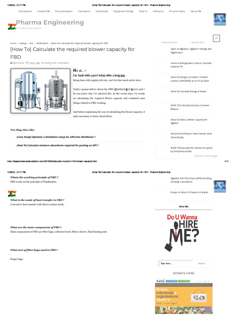 (How To) Calculate The Required Blower Capacity For FBD Pharma