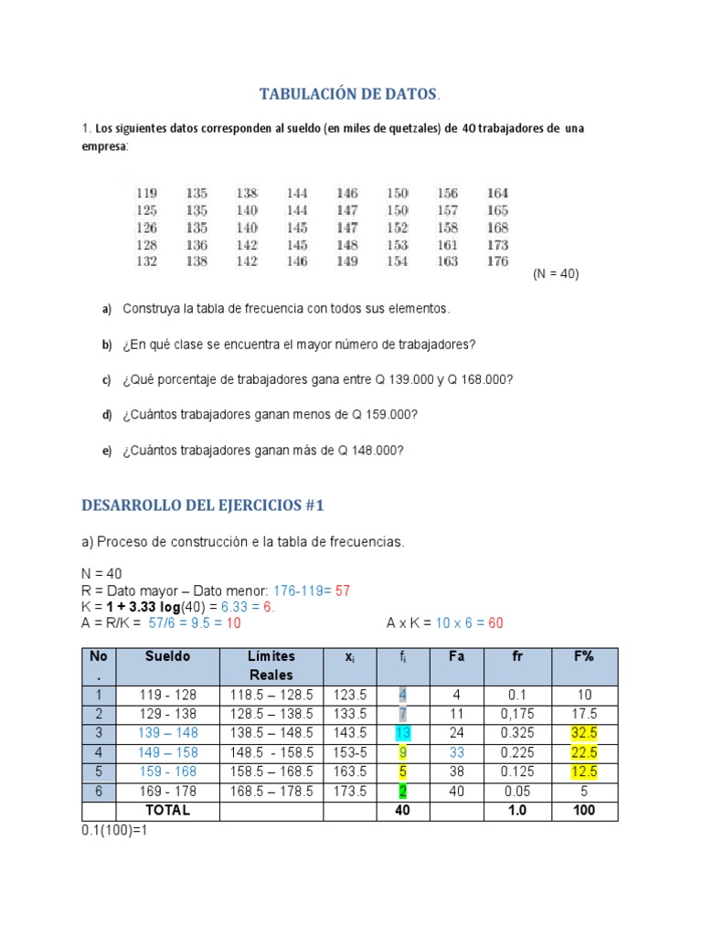 Ejemplo de Tabulación e Interpretación de Datos (03-12-2022) | PDF