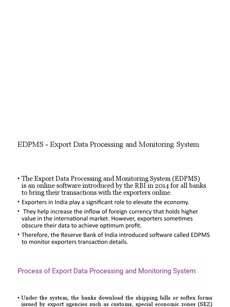 EDPMS: Streamlining Export Monitoring | PDF | Finance & Money Management