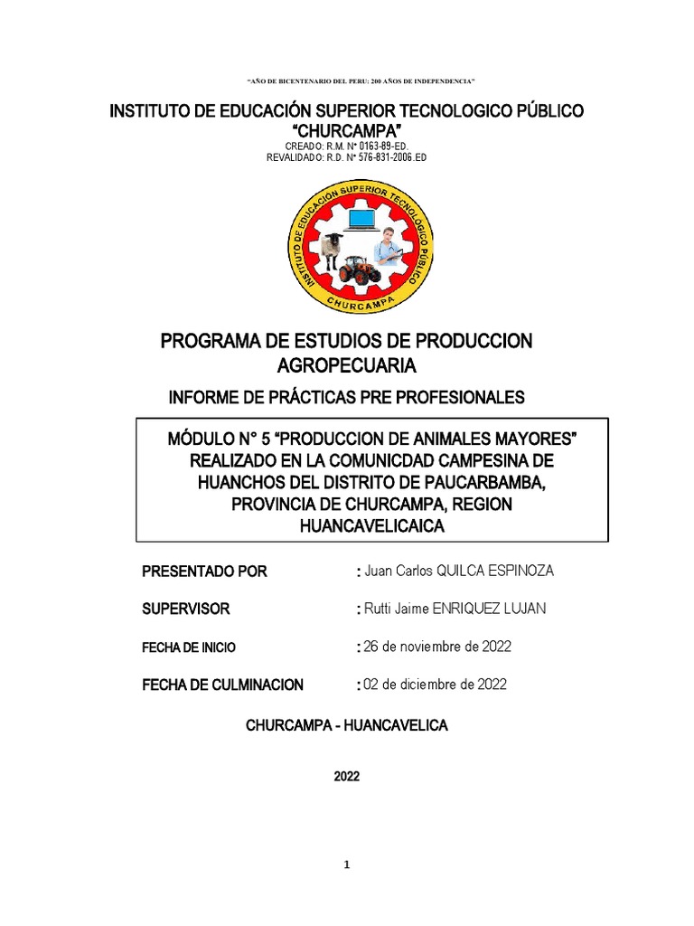 Informe Modulo V Jonca | PDF | Oveja | Inyección (medicina)