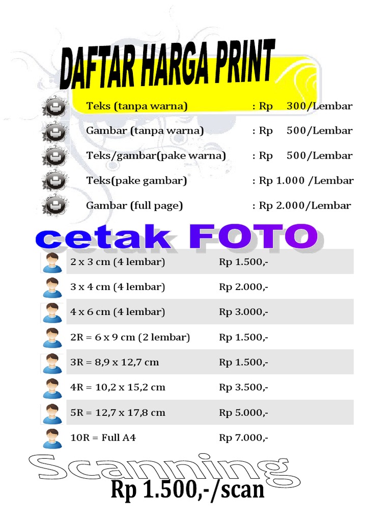 Daftar Harga Print | PDF
