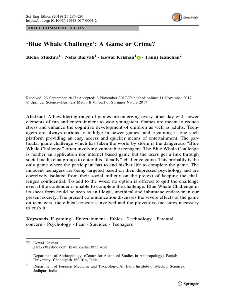 Blue Whale | PDF | Suicide | Adolescence