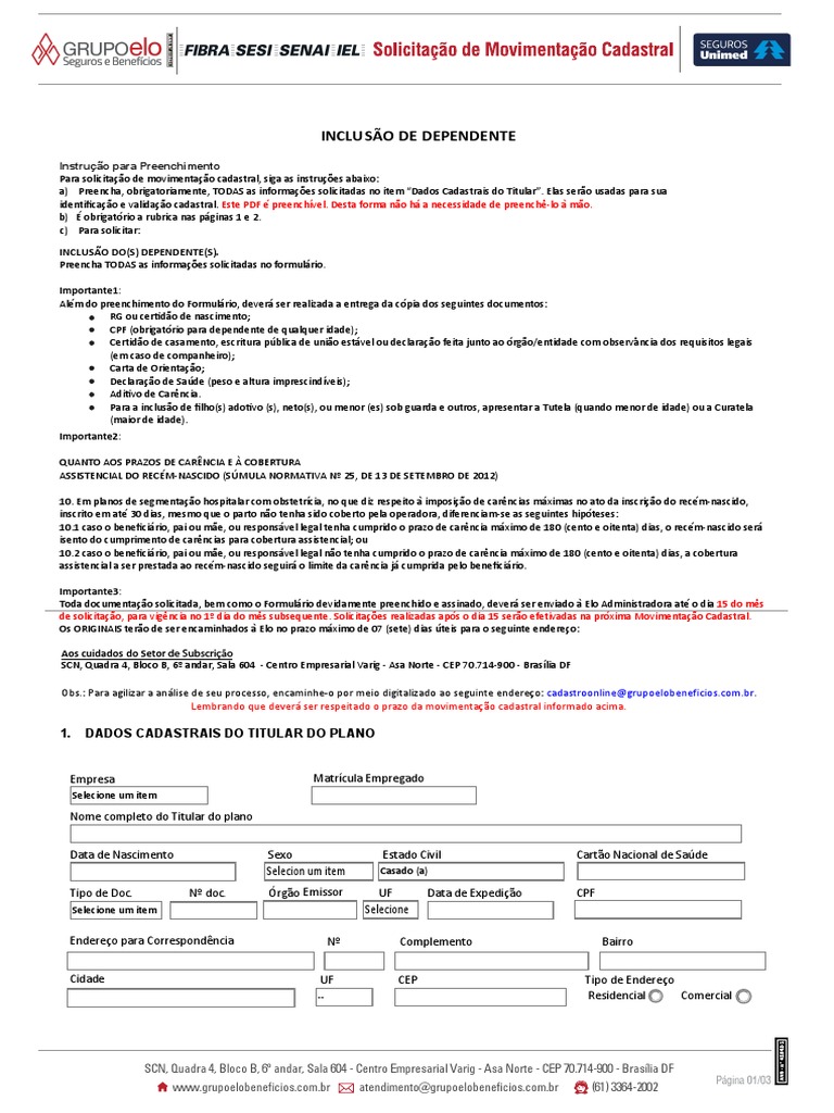 Formul rio inclus o dependente plano de sa de pdf