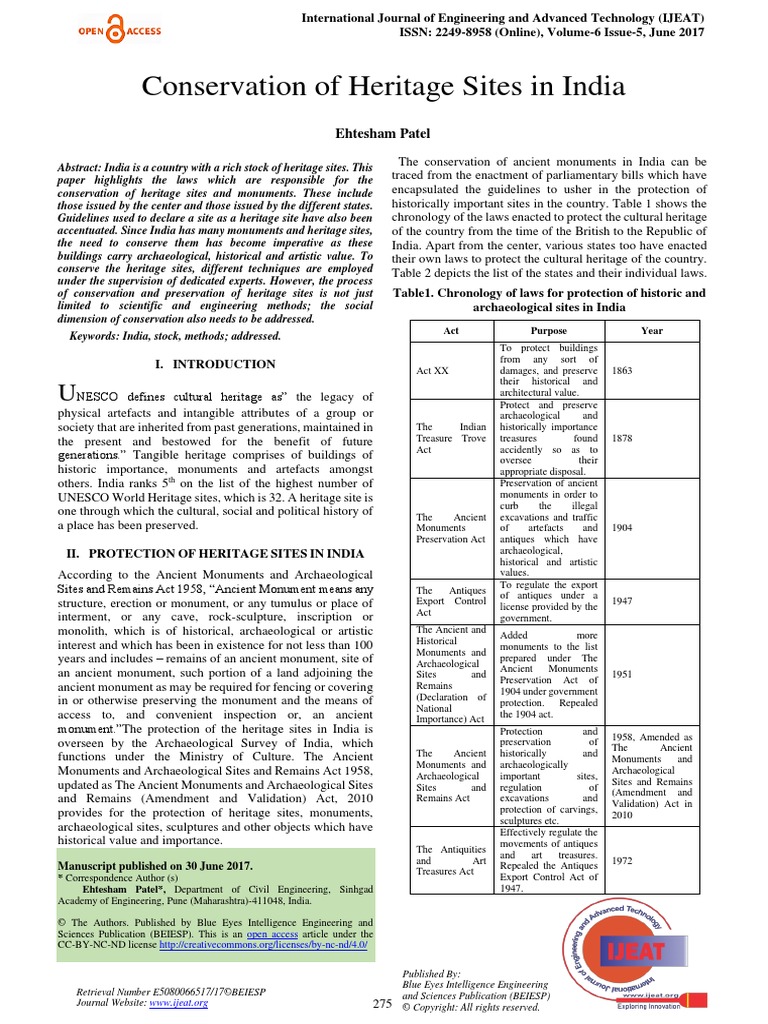 Conservation And Protection Of Heritage Monuments In India – ATQXZT