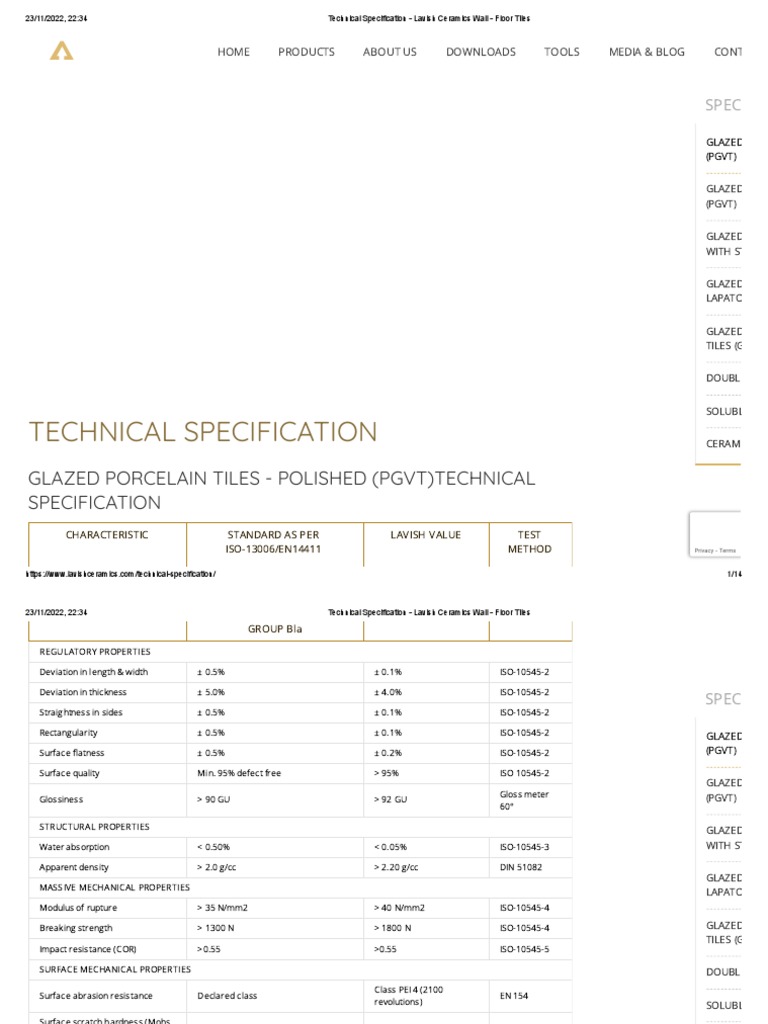 Technical Specification Tiles PDF Tile Hardness