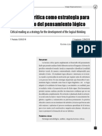 La Lectura Crítica Como Estrategia para El Desarrollo Del Pensamiento Lógico