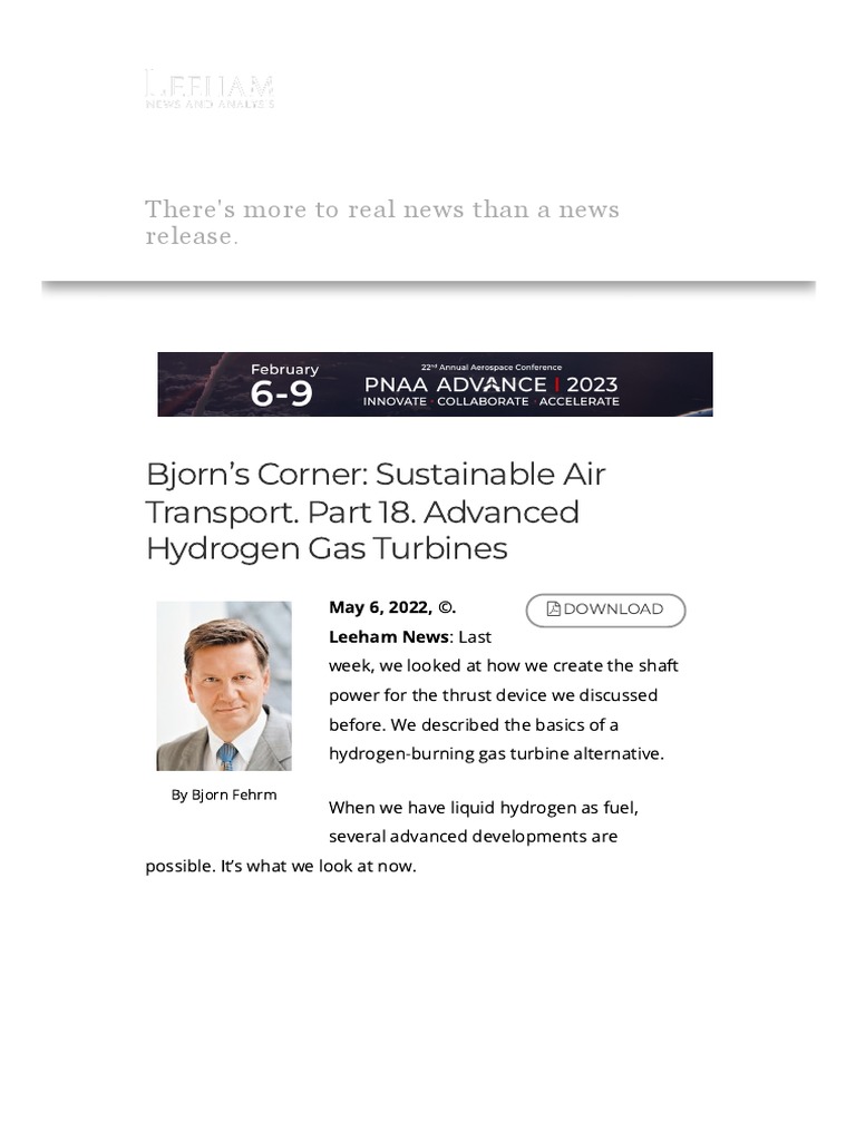 Bjorn S Corner Sustainable Air Transport Part 18 Advanced Hydrogen