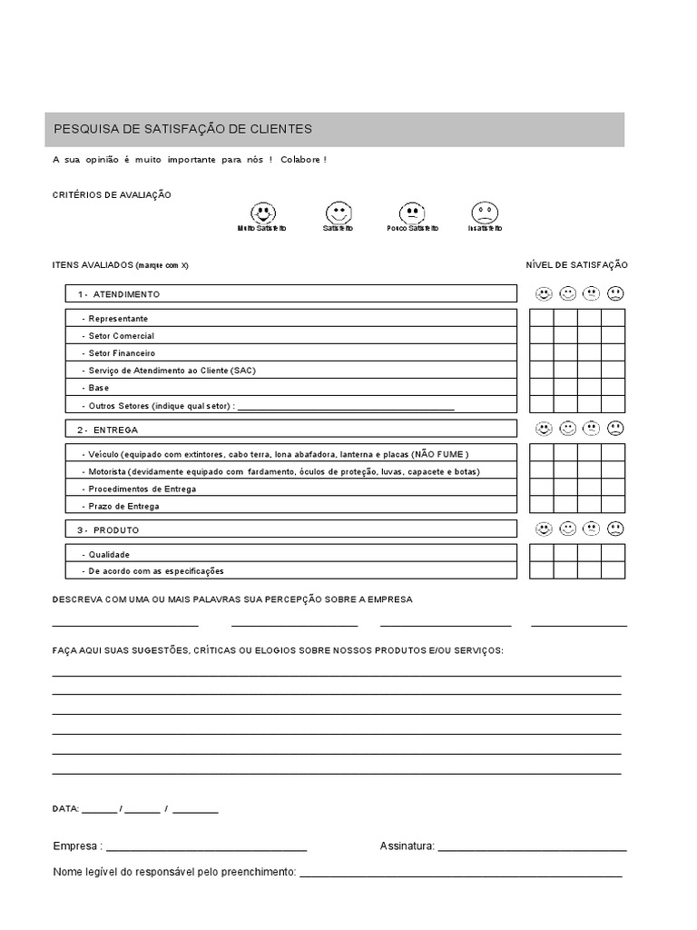 Pesquisa De Satisfação De Clientes Pdf