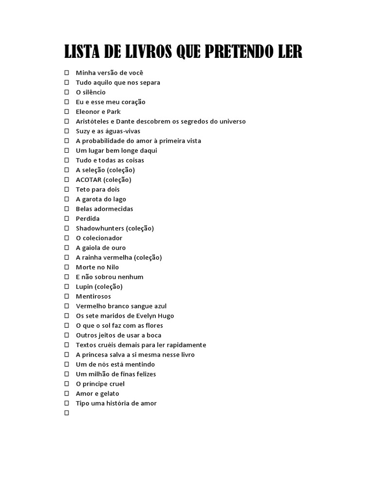 Lista de Livros para Ler | PDF