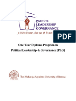 One Year Diploma Program in Political Leadership & Governance (PLG)