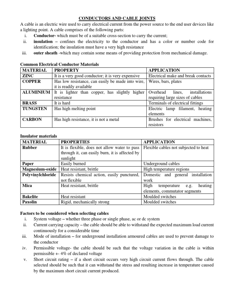5 Cables and Cable Joints PDF Electrical Wiring Insulator