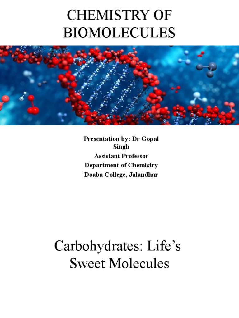 Chemistry of Biomolecules PDF Carbohydrates Amino Acid