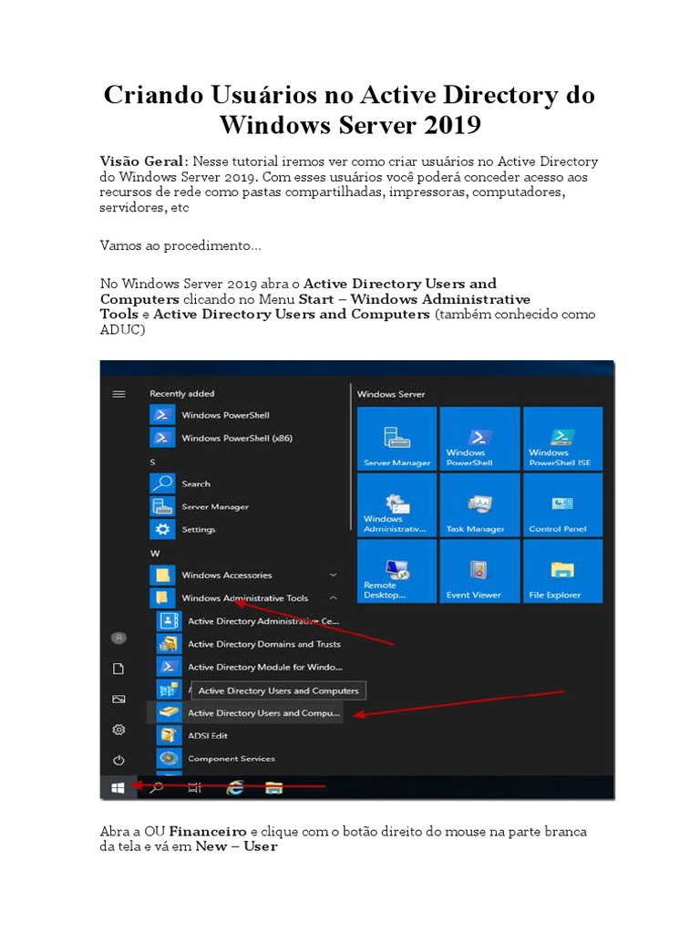 Criando Usuários No Active Directory Do Windows Server | PDF