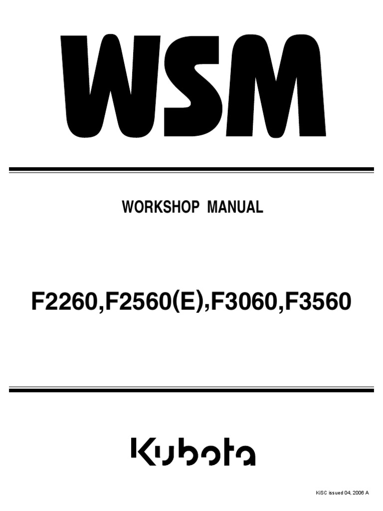F2260, F2560 (E), F3060, F3560: Workshop Manual | PDF