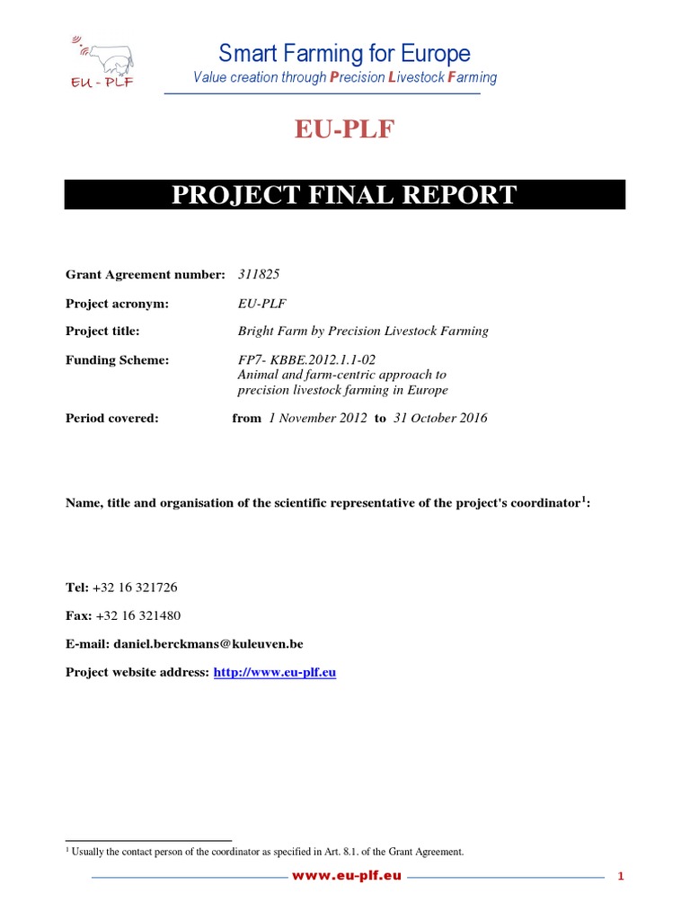 Avrupa Için Akıllı Çitflik Projesi EUPLF PDF Cattle Animal Welfare