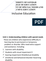 Inclusive Education: University of Gondar College of Education Department of Special Needs and Inclusive Education