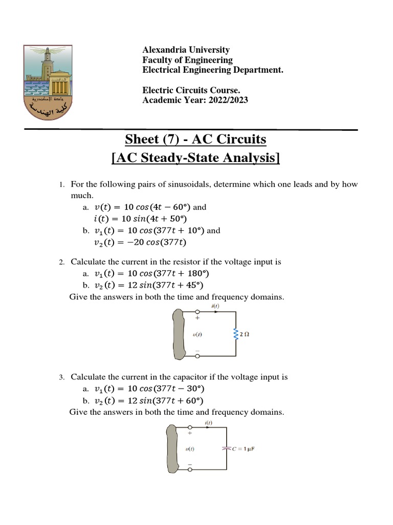 Sheet PDF Quantity Electrical Circuits