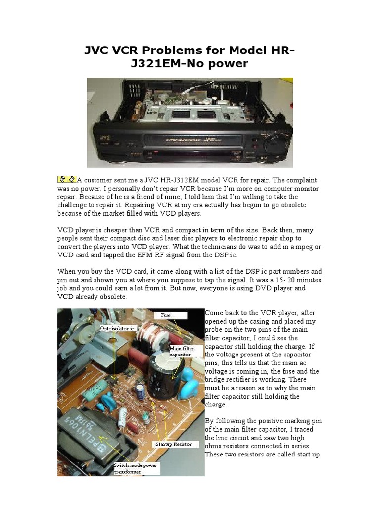 JVC VCR Problems For Model HR PDF Electrical Network Resistor