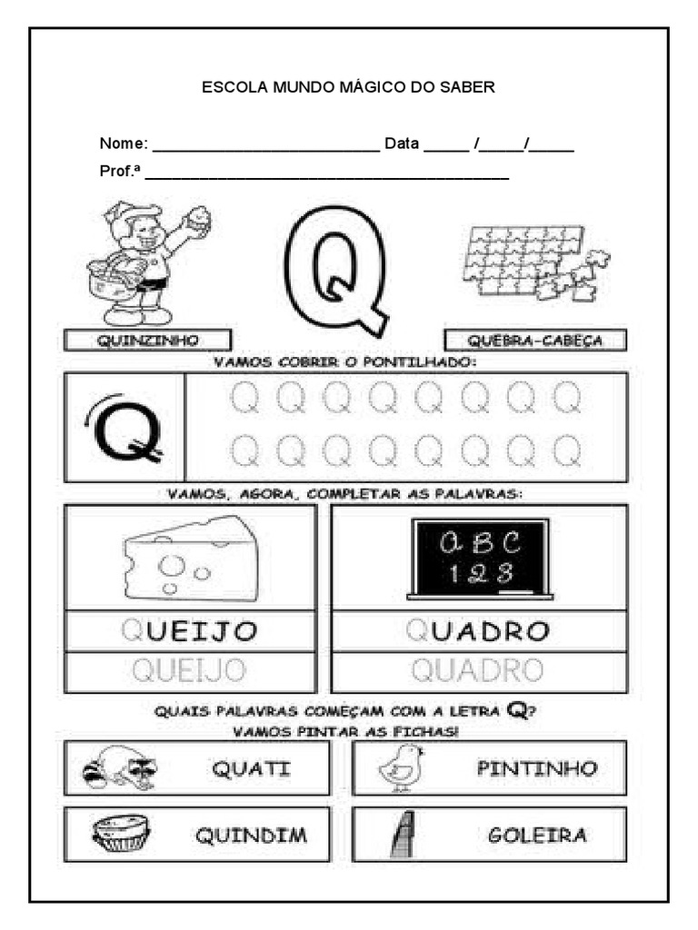 ATIVIDADE PARA CASA Letra Q | PDF