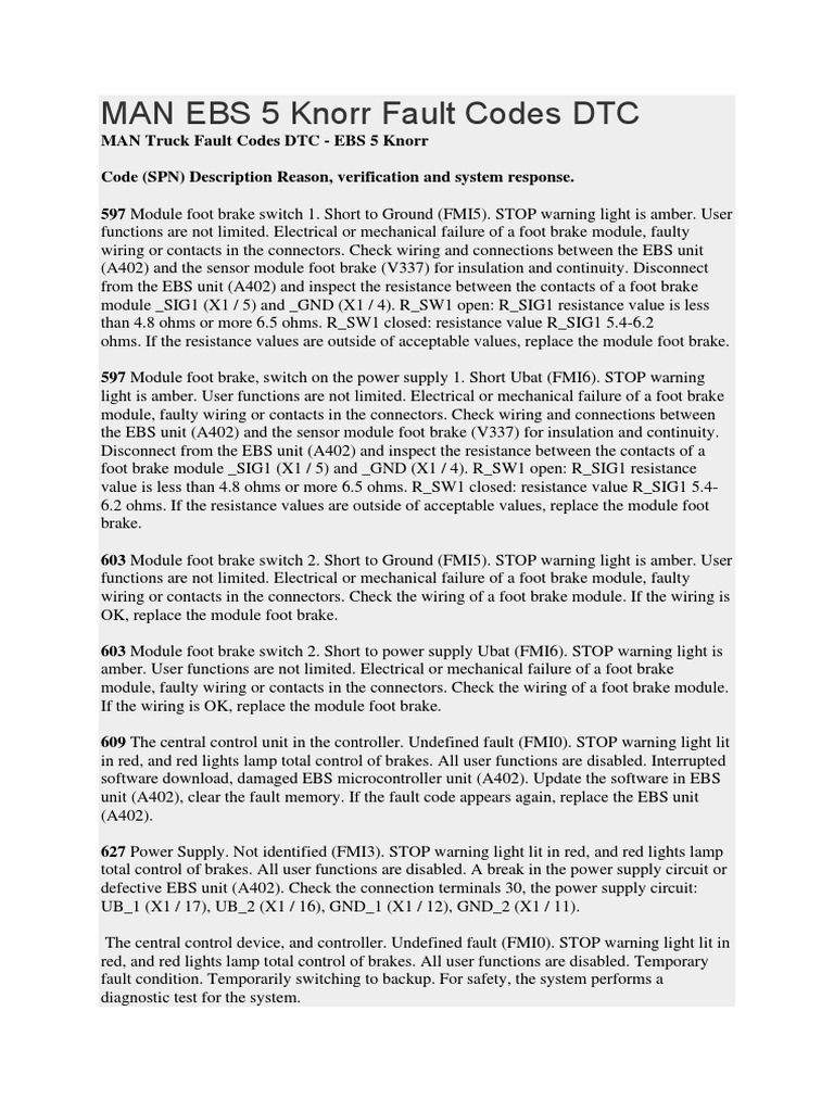 Man ebs 5 knorr fault codes dtc pdf anti lock braking system