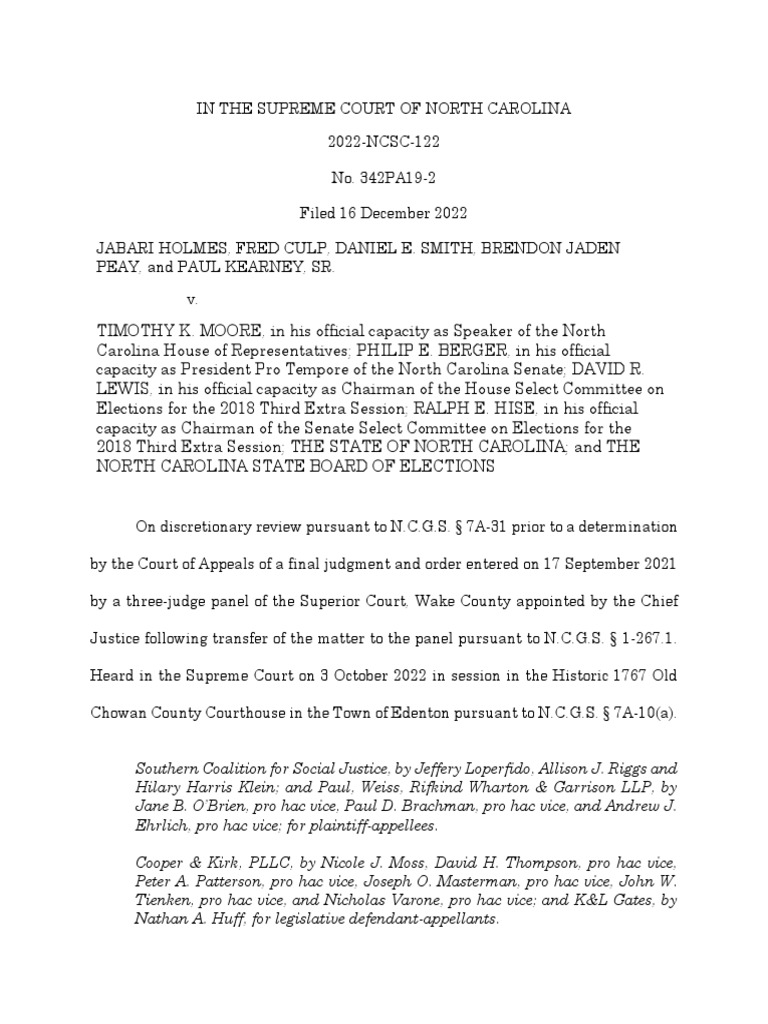 Supreme Court On NC Voter ID Law | PDF | Equal Protection Clause ...