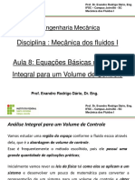 MecFlu I - Aula 8 - Análise Integral de Volume de Controle - Conservação Da Massa