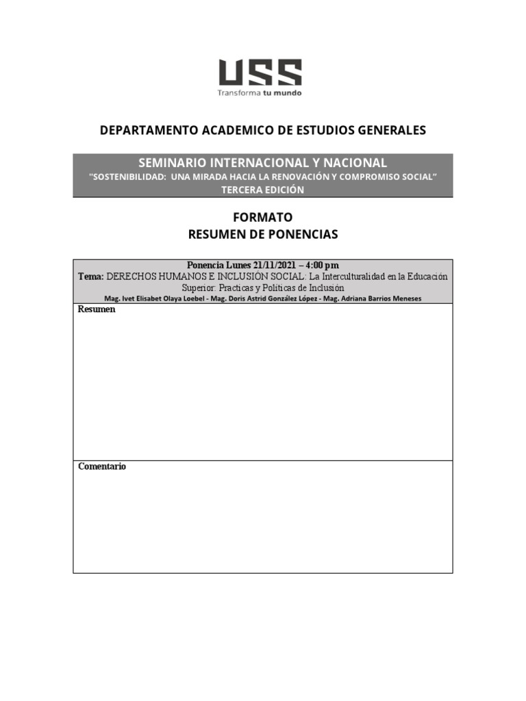 Formato Resumen Ponencias | PDF