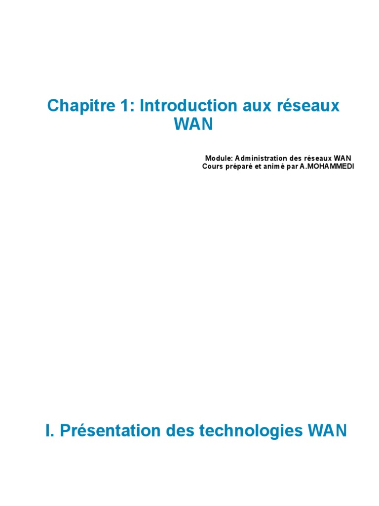 Chapitre 1 - Introduction Aux Réseaux WAN | PDF | Mode de Transfert ...