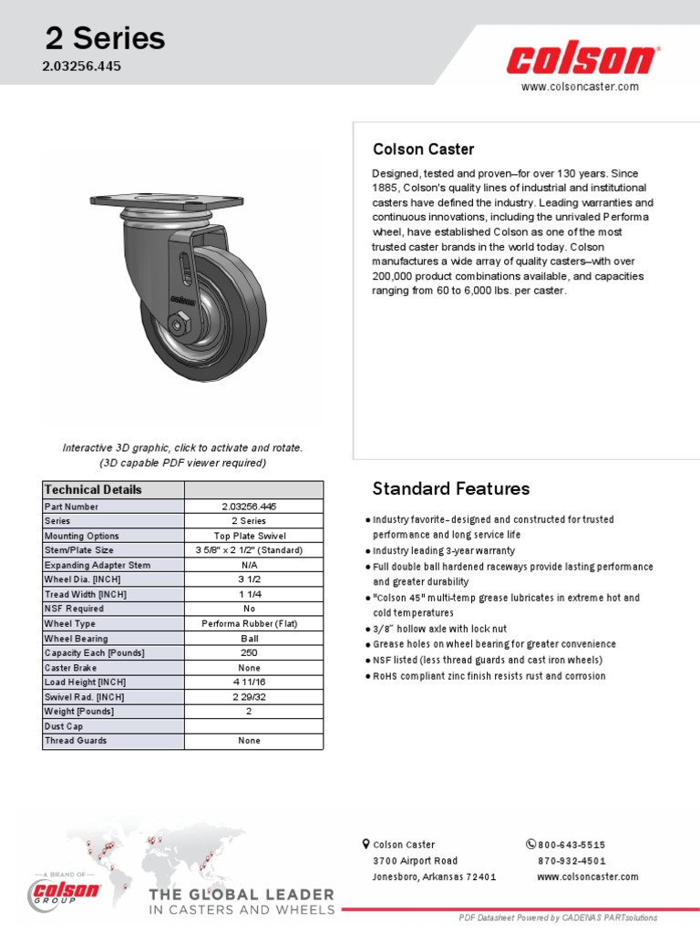 Standard Features Colson Caster PDF Manufactured Goods Vehicle