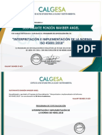 Certificado Especialización ISO 45001
