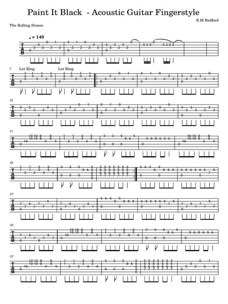 Paint It Black The Rolling Stones Acoustic Guitar Fingerstyle PDF
