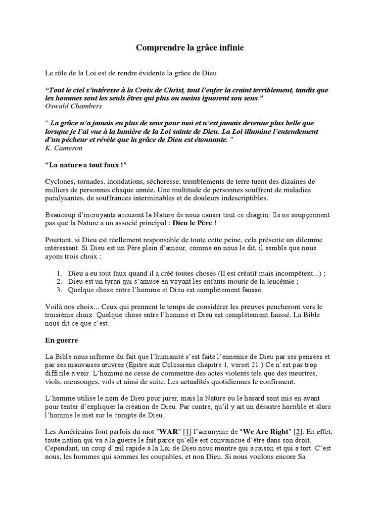 Comprendre la grâce infinie de Dieu | PDF | Dieu | Péché