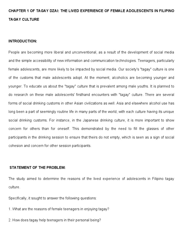 Female Adolescents in Filipino Tagay Culture | PDF | Adolescence | Tuba