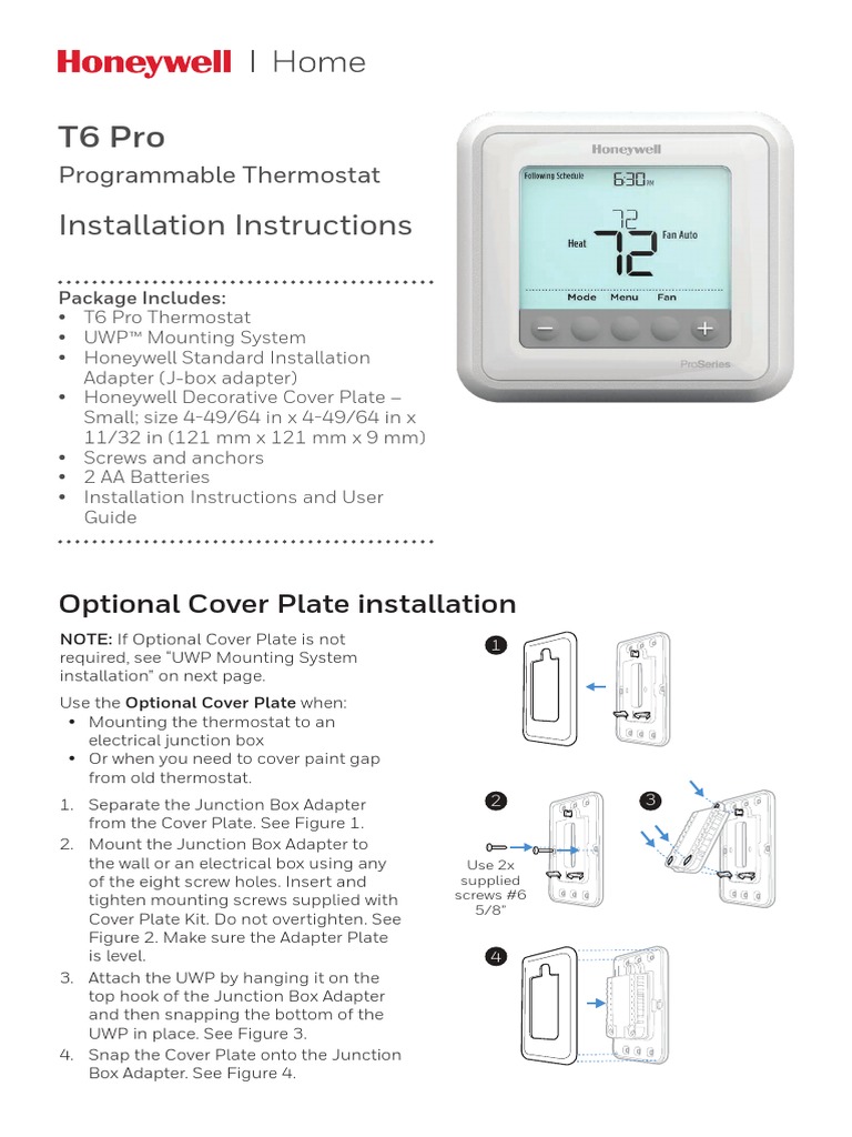 Honeywell TH6210U2001 Install Instructions | PDF | Water Heating | Heat
