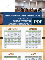 Calendario de Clases Virtuales Semestre Febrero-Julio 2022