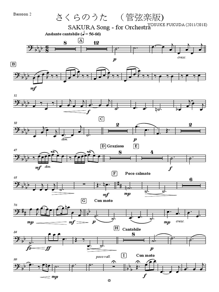 SAKURA Song - For Orchestra - Bassoon 2 | PDF