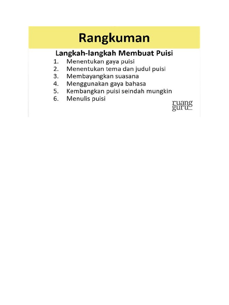 Langkah-Langkah Membuat Puisi | PDF