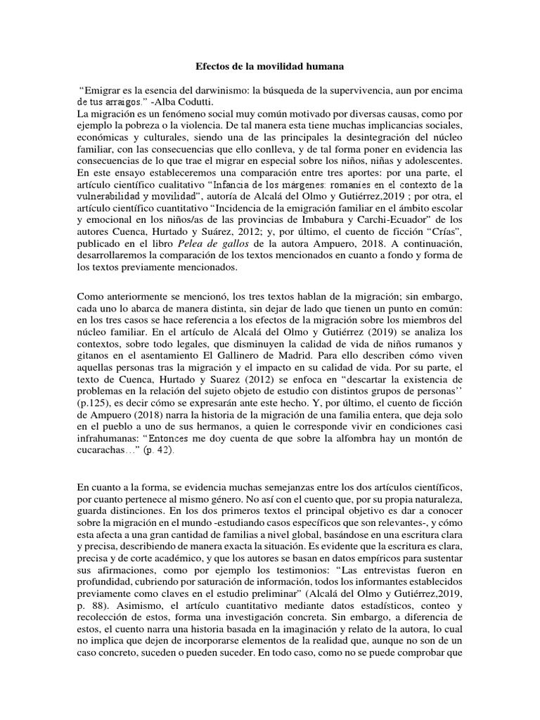 Efectos de la migración en familias | PDF