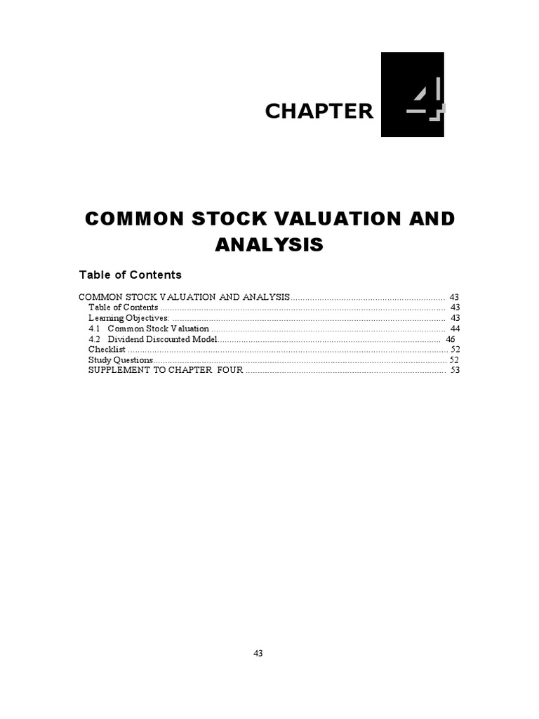 Common stock valuation models pdf valuation finance stock valuation
