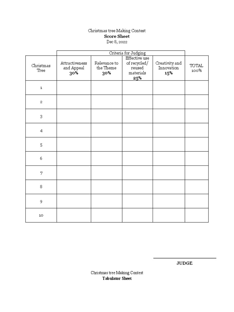 For Judging and Awarding Christmas Tree Making Contest PDF