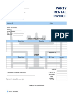 Party Rental Invoice Template