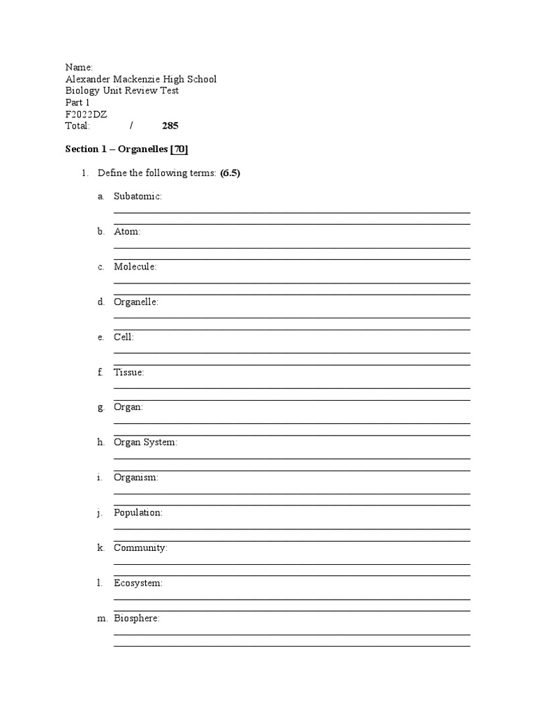 Grade 10 Biology Review Test | PDF | Cancer | Biology