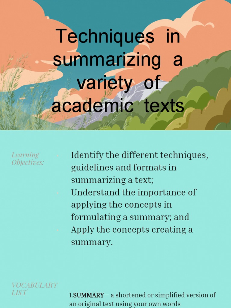 Techniques for Effective Summarizing | PDF | Patriarchy | Thesis