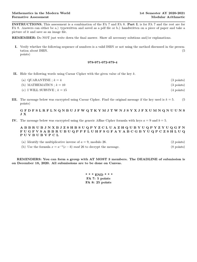 Fa modular arithmetic pdf 