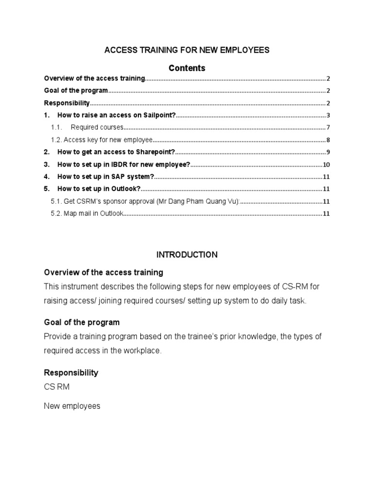 Access Training For New Employees (Draft) | PDF | Computing | Software