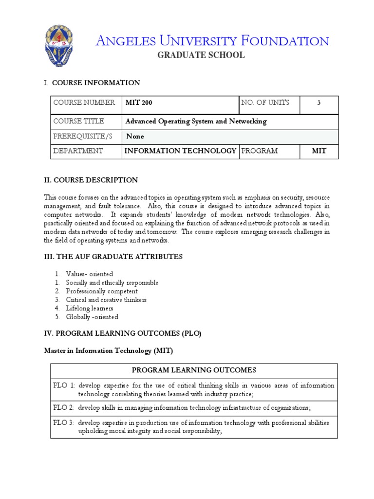 Mit201 advanced operating system and networking pdf information