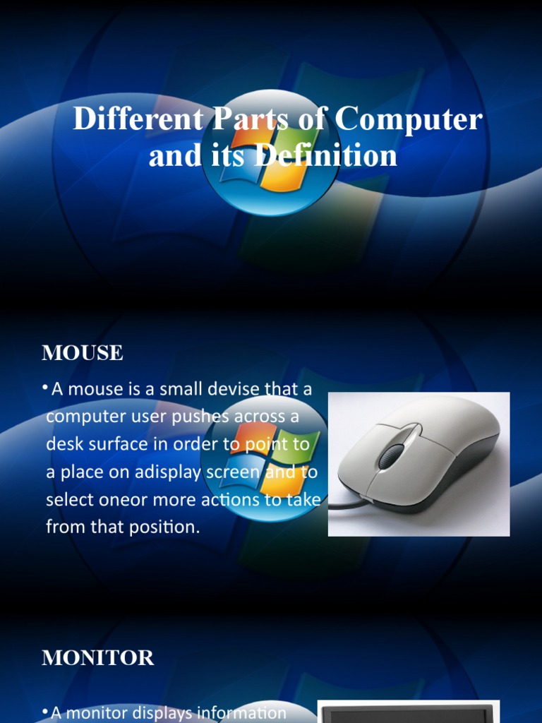 Different Parts of Computer and Its Definition PDF