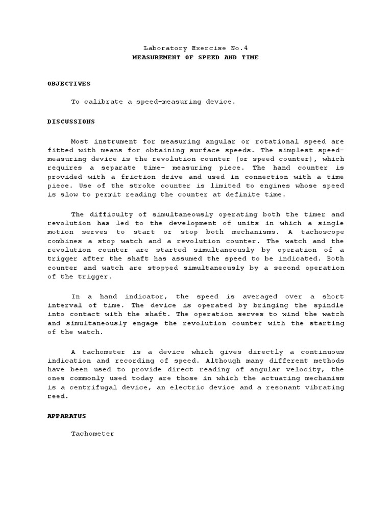 Calibrating SpeedMeasuring Devices A Guide to Measuring Rotational